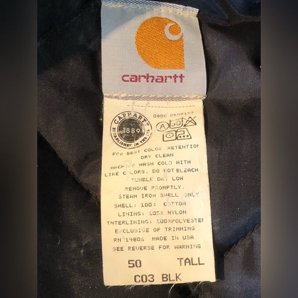 CARHARTT winter coat men’s sz 50T Blk canvas w/brown corduroy collar Looks new! - Picture 5 of 5